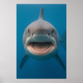 Grappige tandeloze grote witte haai muur kunst poster (Voorkant)