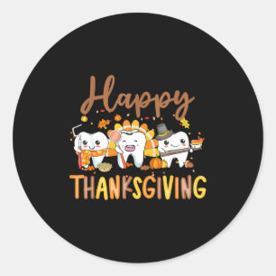 Grappige Tanden Thanksgiving Tandarts Kalkoen Tand Ronde Sticker