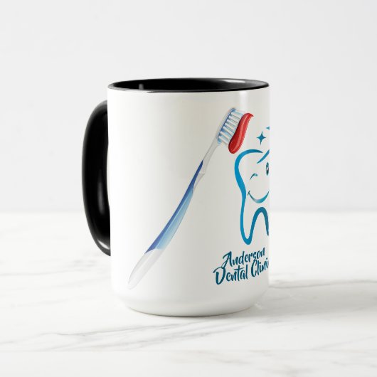 Grappige tandenborstel Mok 🦷 Stijlvol blauw (Voorkant links)