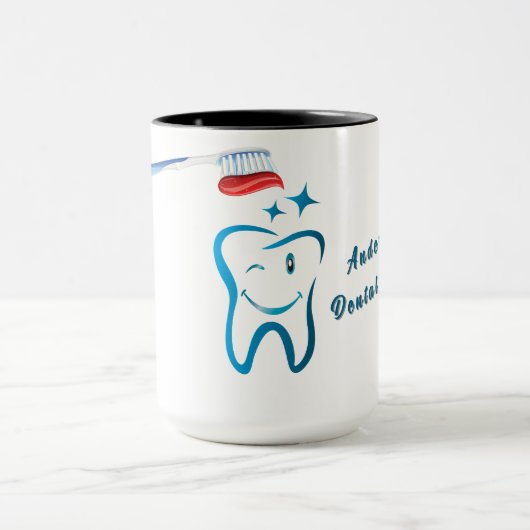 Grappige tandenborstel 🦷 Stijlvolle blauwe tand Mok (Midden)