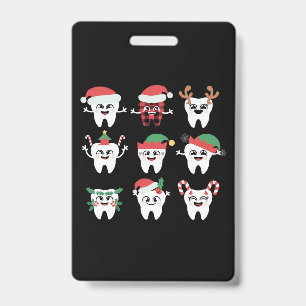Grappige Tandheelkundige Kerst Tanden Schattige Ke Badge