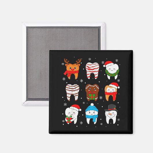 Grappige Tandheelkundige Kerst Tanden Schattige Ke Magneet (Voorkant / Achterkant)