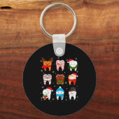 Grappige Tandheelkundige Kerst Tanden Schattige Ke Sleutelhanger (Voorkant)