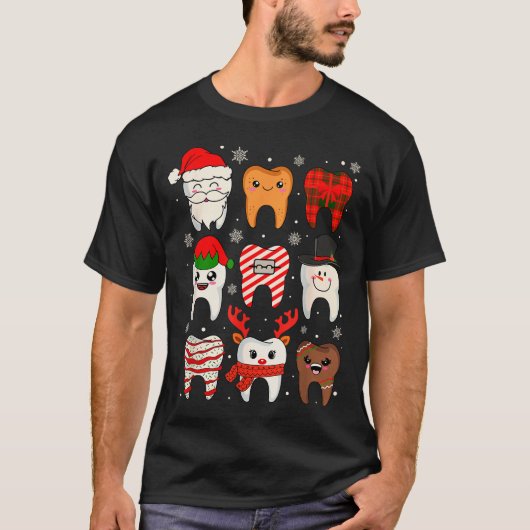 Grappige Tandheelkundige Kerst Tanden Schattige Ke T-shirt (Voorkant)