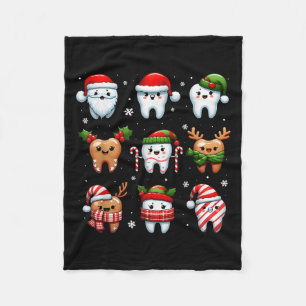 Grappige Tandheelkundige Kersttanden Schattige Xma Fleece Deken