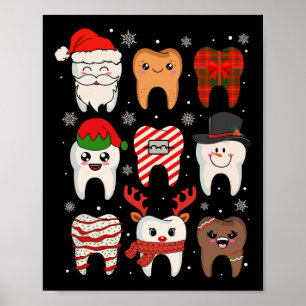 Grappige Tandheelkundige Kersttanden Schattige Xma Poster
