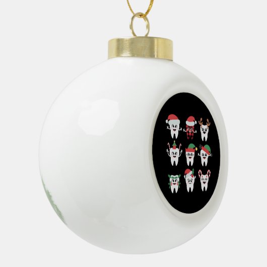 Grappige Tandheelkundige Kersttanden Schattigee Xm Keramische Bal Ornament (Links)