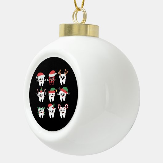 Grappige Tandheelkundige Kersttanden Schattigee Xm Keramische Bal Ornament (Rechts)