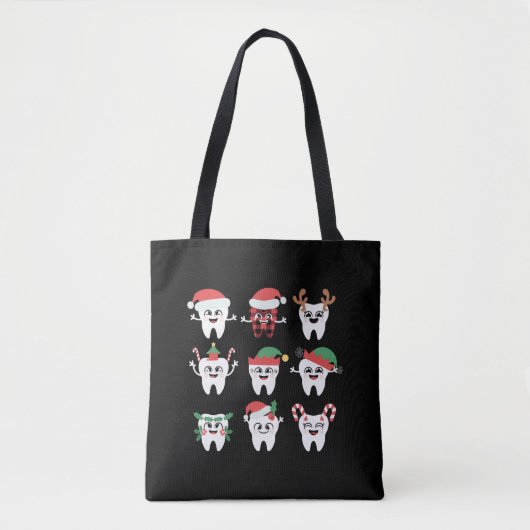 Grappige Tandheelkundige Kersttanden Schattigee Xm Tote Bag (Voorkant)