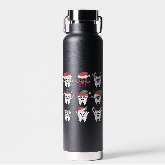 Grappige Tandheelkundige Kersttanden Schattigee Xm Waterfles (Voorkant)