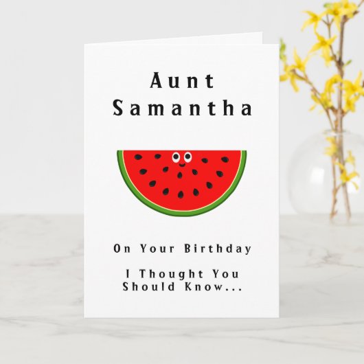 Grappige Tante Verjaardag Een In Een Meloen Tante  Kaart (Gele Bloem)