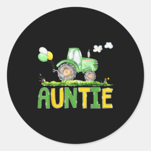 Grappige tante verjaardag jongen tractor boerderij ronde sticker