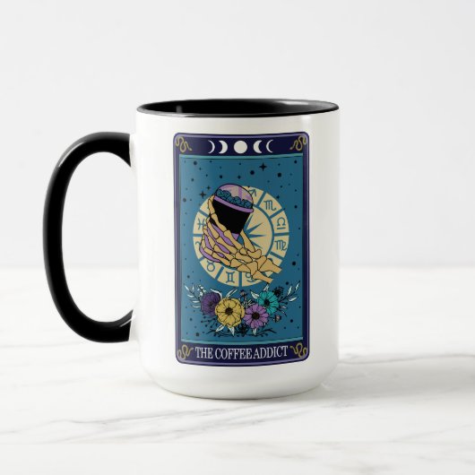 Grappige Tarot De Koffieverslaafde Kaart Skelet Mok (Links)