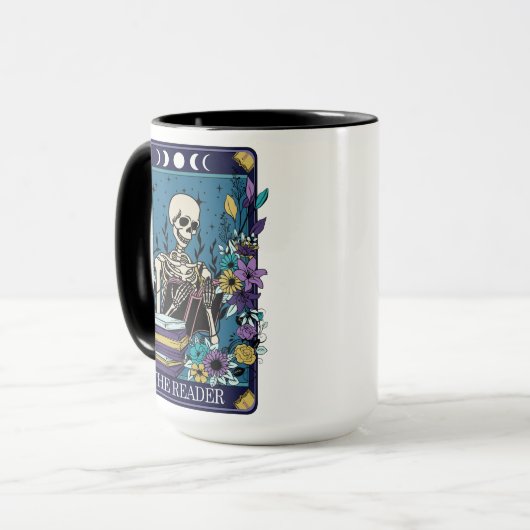 Grappige Tarot De Lezer Kaart Skelet Mok (Voorkant links)