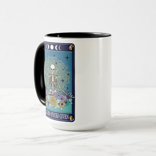 Grappige Tarot De Zero F*cks Gegeven Kaart Skelet Mok (Voorkant links)