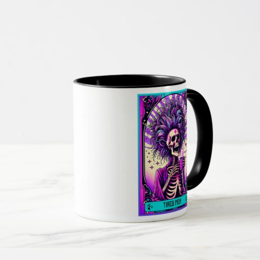 Grappige Tarot Kaart/Moederdag/vermoeide moeder Mok (Voorkant rechts)