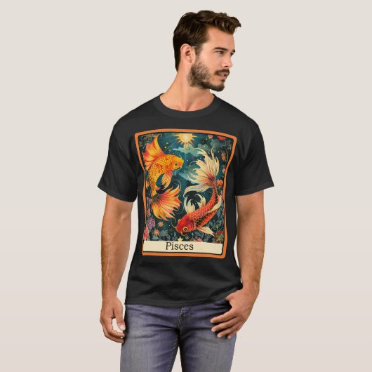 Grappige Tarot Kaart/Zodiac/Vissen T-shirt (Voorkant volledig)