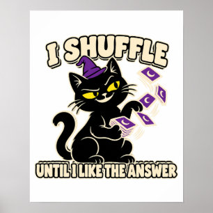 Grappige Tarot Zwarte Kat Kaartenschudden Heksenku Poster