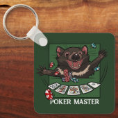 Grappige Tasmaanse Duivel Poker Master Kaarten Car Sleutelhanger (Voorkant)