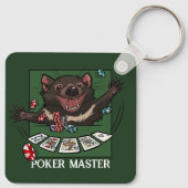 Grappige Tasmaanse Duivel Poker Master Kaarten Car Sleutelhanger (Achterkant)
