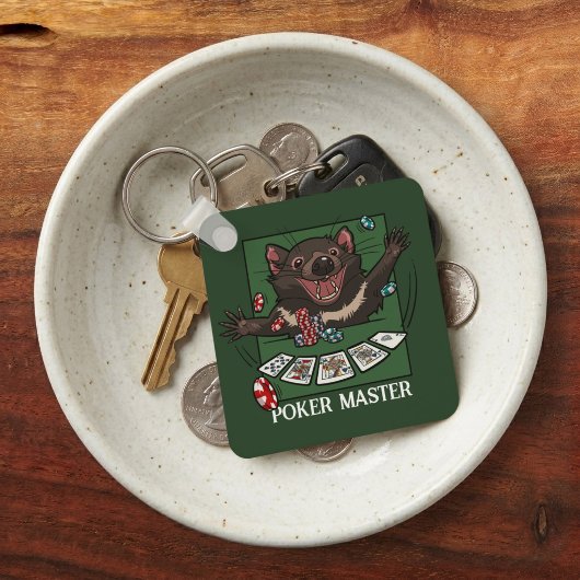 Grappige Tasmaanse Duivel Poker Master Kaarten Car Sleutelhanger