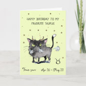 Grappige Taurus kaart Zodiac Kat Sterrenbeeld horo (Voorkant)