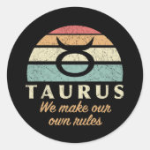 Grappige Taurus Zodiac regels Ronde Sticker (Voorkant)
