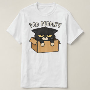 Grappige Te Vol Mensen Box Kat Illustratie T-shirt