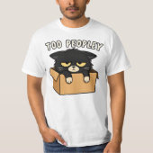 Grappige Te Vol Mensen Box Kat Illustratie T-shirt (Voorkant)