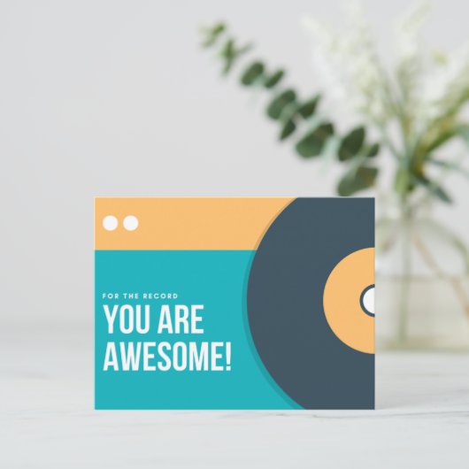 Grappige Teal en Gele Schijf Briefkaart (Staand voorkant)