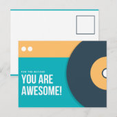 Grappige Teal en Gele Schijf Briefkaart (Voorkant / Achterkant)