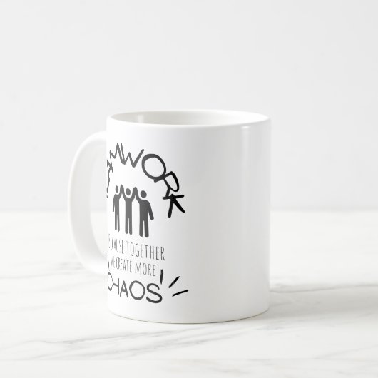 Grappige Teamwork Chaos Koffiemok (Voorkant links)