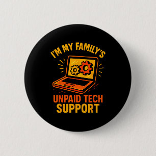 Grappige Tech Guy Suprt Computer Geek Nerd Ingenie Ronde Button 5,7 Cm