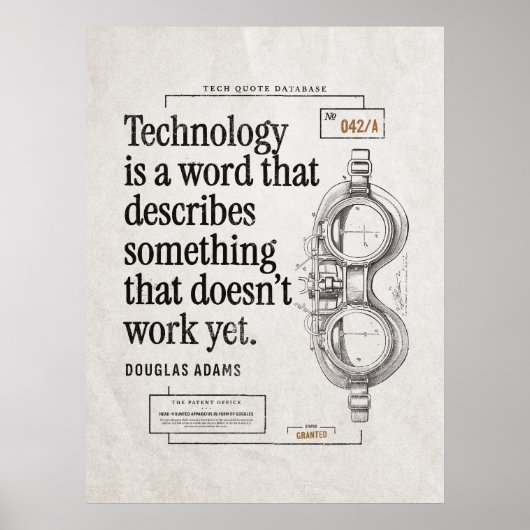 Grappige Tech Quote op Patent Drawing voor Geeks Poster (Voorkant)