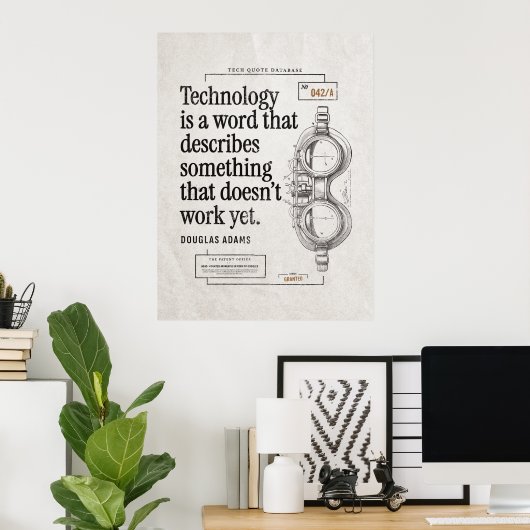 Grappige Tech Quote op Patent Drawing voor Geeks Poster (Thuiskantoor)