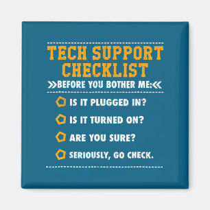 Grappige Tech Support Checklist Computer Geek Magneet