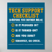 Grappige Tech Support Checklist Computerfreak Poster (Voorkant)