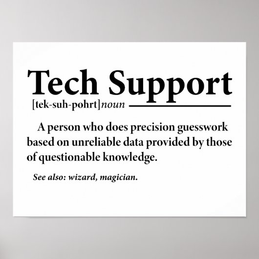 Grappige Tech Support Definitie Poster (Voorkant)