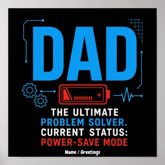 Grappige Tech Vader Probleemoplosser Energiebespar Poster (Voorkant)