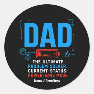 Grappige Tech Vader Probleemoplosser Energiebespar Ronde Sticker