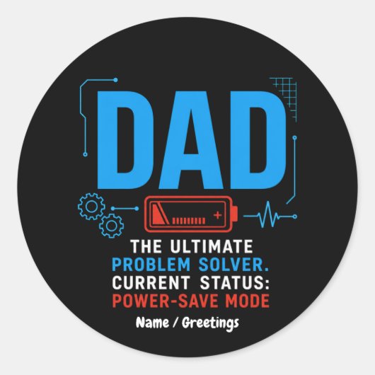 Grappige Tech Vader Probleemoplosser Energiebespar Ronde Sticker (Voorkant)