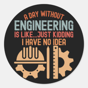 Grappige techniek, technische citaten ronde sticker