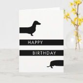 Grappige teckel gelukkige verjaardag kaart (Gele Bloem)