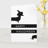 Grappige teckel Halloween Kaart (Gele Bloem)