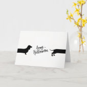 Grappige teckel Halloween Kaart (Gele Bloem)