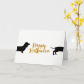 Grappige teckel Halloween Kaart (Gele Bloem)