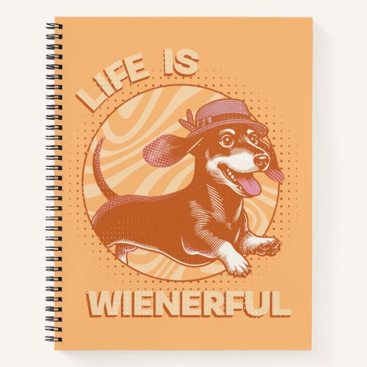 Grappige teckel "Het leven is weelderig" Retro kle Notitieboek (Voorkant)