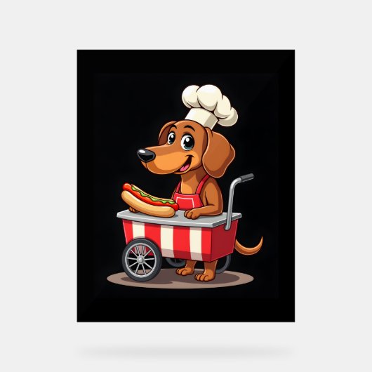 Grappige Teckel Hond Hotdog Sandwich Weenie Worst Acryl Bord (Voorkant)