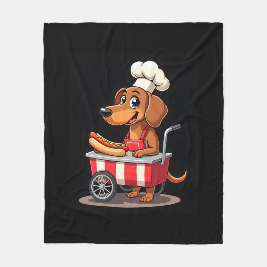 Grappige Teckel Hond Hotdog Sandwich Weenie Worst Fleece Deken (Voorkant)