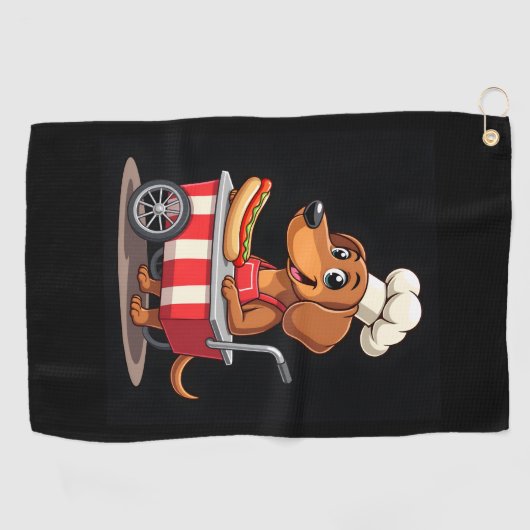 Grappige Teckel Hond Hotdog Sandwich Weenie Worst Golfhanddoek (Horizontaal)